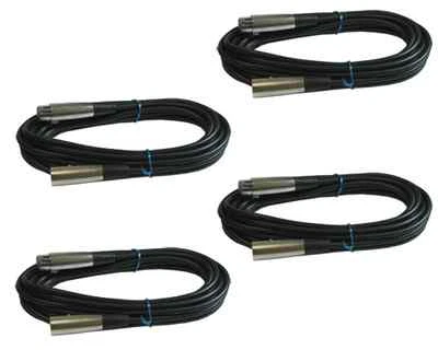 MCSPROAUDIO 4Pack 20ft foot shielded 3pin XLR PA MIXER to powered speaker monitor cable cord