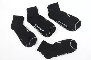 HEAD BLACK GRAY ONE SIZE 4 PAIR ANKLE CREW SOCKS MENS NEW - Picture 1 of 5
