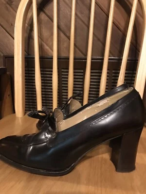 Tacones Vintage Liz Claiborne Cuero Grueso Cuadrado Marrón Chocolate Talla 8 Foto 1 de 3