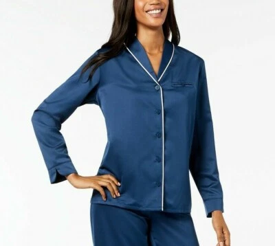 Top de pijama con cuello chal piped Alfani 100022817 después de medianoche talla XLarge Foto 1 de 2