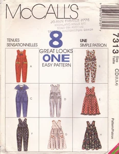 McCall's 7313 ~ Kinder Overall und Pullover haben gefüttertes Oberteil ~ Kind 2-3-4 - Bild 1 von 5