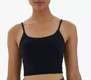 Black USHARE Longline Fitness Workout Removable Pad Tank Crop Top XL Sports Bra - Picture 1 of 5