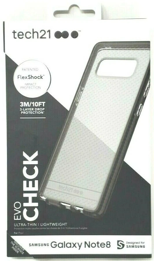 Capa protetora ultrafina Tech21 Evo Check para Samsung Galaxy Note8 esfumaçada/preta - Imagem 1 de 4