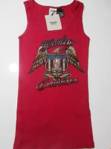 NWT Genuine Motor Clothes Womens Size S Tank Top Red Round Neck Beaded Casual - Picture 1 of 6