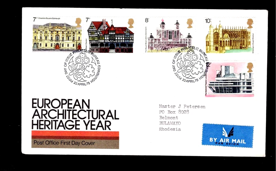 UK GB 1975 FDC - European Architectural heritage year - with description - Image 1 of 1