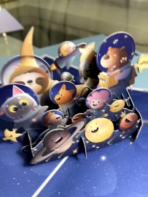 Pop up 3D cute animals in space - Image 1 of 2