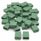 Lego 50 New Sand Green Bricks 1 x 2 x 2 with Inside Stud Holder Pieces