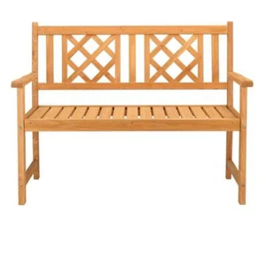 2 Person Garden Bench Garden Loveseat Porch Patio Outdoor Seat Wood Natural - Picture 1 of 12