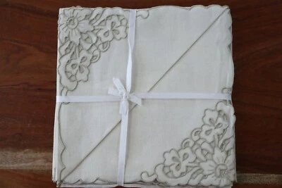 Guardanapos da década de 1940 MADEIRA Portgual Conjunto de 8 Bordados Cutwork 17" - Imagem 1 de 4