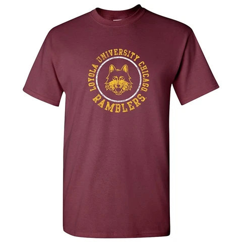 Loyola University Chicago Distressed Circle Logo Licensed T-Shirt - Maroon Cover
