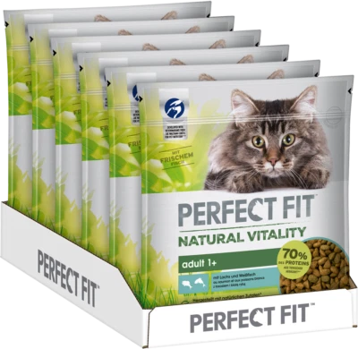 6x650g Perfect Fit Katzenfutter Trocken Natural Vitality Adult  Lachs&Weißfisch - Bild 1 von 4