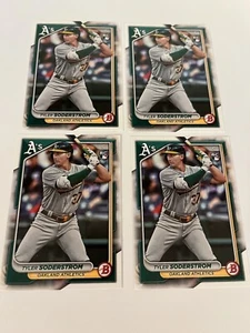 2024 Bowman #15 Tyler Soderstrom Oakland Athletics RC"4-card lot" - Picture 1 of 2