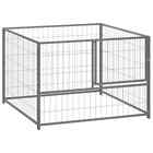 Dog Kennel Steel Outdoor Puppy Enclosure Cage Black/Silver Multi Sizes Vidaxl