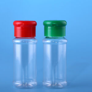 2pcs/Set Plastic Salt Pepper Vinegar Oil Cruet Shaker Jar Clear Bottle Pot U YT