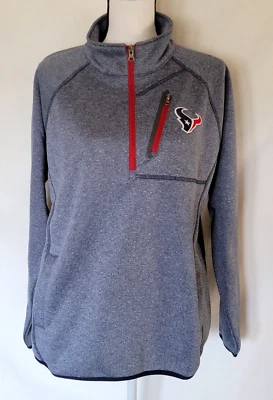 NFL Team Apparel Womens Houston Texans Quarter Zip Pullover w/ Pockets SZ L New - Image 1 of 4