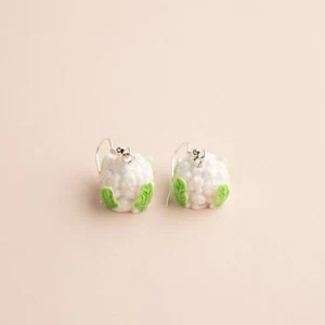 Cute Cauliflower Fruit Vegetable Veggies Farmer Dangle Drop Hook Earrings - Picture 1 of 1