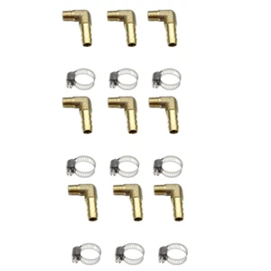 Brass Hose Barbed Elbow Fitting 3/8" Barb x 1/2" NPT Male 90 Degree 9 Sets - Picture 1 of 1
