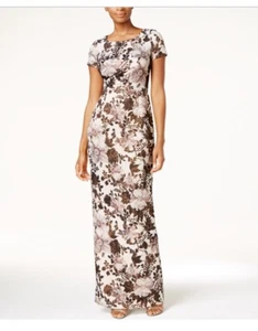 ADRIANNA PAPELL $249 Nuevo 1199 Negro Joya Cuello Manga Corta Vestido Vaina 6 - Imagen 1 de 6