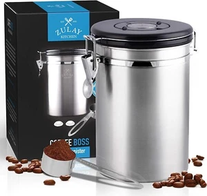 Airtight Coffee Canister Stainless Steel Storage Canister with Scoop Large Home - Picture 1 of 6