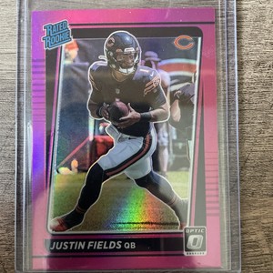 2021 Donruss Optic Justin Fields Pink Holo Prizm Rated Rookie #204 Bears RC SP