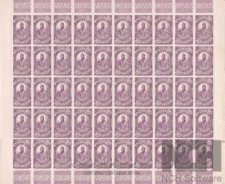 Ethiopia: 1931: Definitive Issue , 1/2g complete sheet, MNH - Image 1 of 1