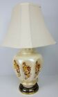 Vintage Leviton Table Lamp Ceramic & Brass Base Floral Design Made in Canada 25