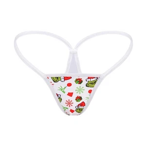 Womens Mini Thong Micro G-string Panties Christmas Bikini Underwear Grinch S - Picture 1 of 3