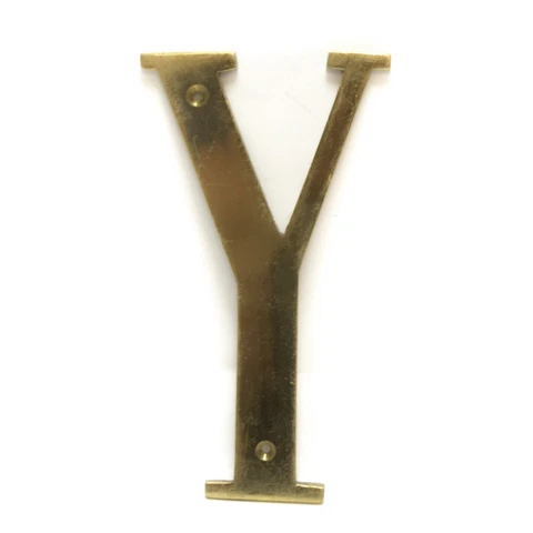 Solid Brass Letter Initial Y Door Wall Address Sign 6" inch Vintage Cover