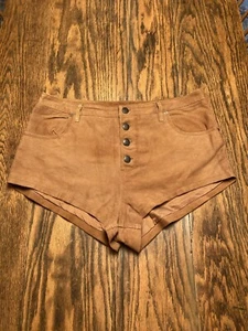 Pantaloncini Free People Goat scamosciati sfacciati hobo taglia 12 bottoni-fly HTF! - Foto 1 di 11
