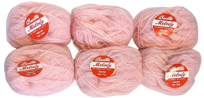 6 Skeins Vintage Bucilla Melody Yarn PINK 50% Mohair 50% Acrylic Italy 1 Oz READ - Image 1 of 4