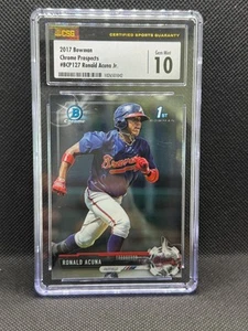 Ronald Acuna Jr 2017 Bowman #BCP127 Chrome 1st Prospect CGC 10 Braves GEM-MT - Picture 1 of 2