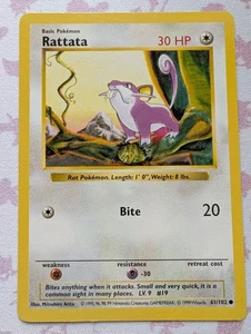 Rattata Shadowless Non Holo Pokemon TCG 1999 Vintage # 61/102 - Bild 1 von 2