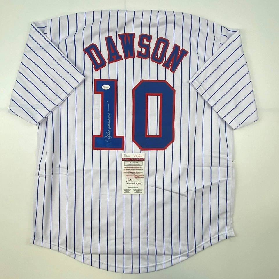 Autographed/Signed Andre Dawson Montreal Pinstripe Baseball Jersey JSA COA - Image 1 of 4