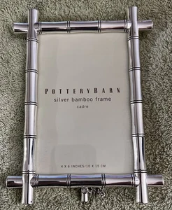 Pottery Barn Silver (Color) Bamboo Frame w/Easel Style Stand- 4 x 6” - Picture 1 of 6
