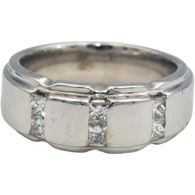 14k White Gold Jewelry Round Cut Diamond Band Ring 0.60CT Size 8 - Image 1 of 4