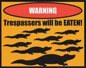 Set of 2 "WARNING Trespassers will be EATEN" 9x11.5 Laminated Signs for Mancave - Picture 1 of 1