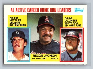 AL Home Run Leaders Reggie Jackson/Graig Nettles/Greg Luzinski 1984 Topps #712 - Foto 1 di 2