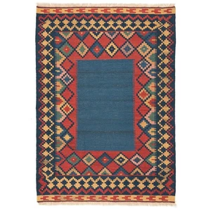 Kelim 151x109 cm Handgewebter Perserteppich Kilim Wolle Carpet Rug Orient Blau - Picture 1 of 7
