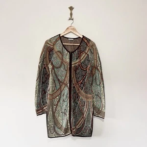 Peruvian Connection Patterned Cardigan Pima Cotton Size M Full Zip Long Sleeve - Picture 1 of 11