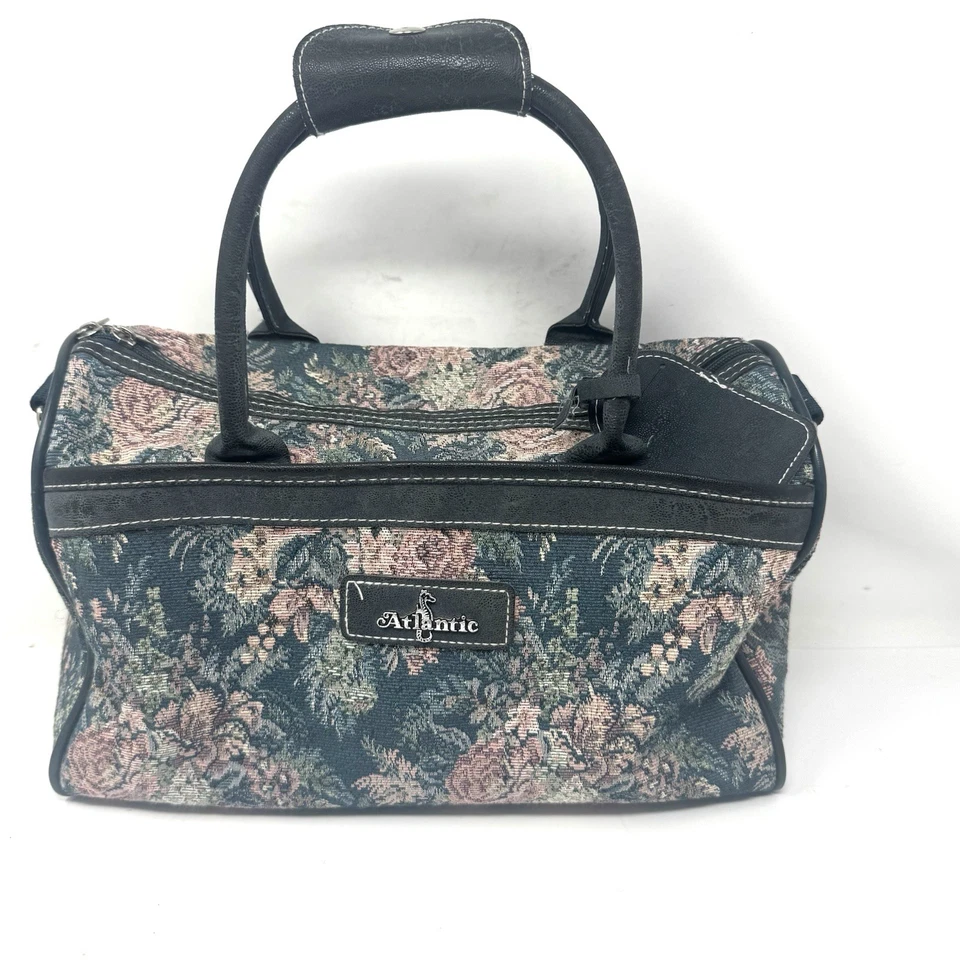 Bolso de viaje vintage de tapiz floral atlántico para llevar durante la noche verde azulado rosa Foto 1 de 4