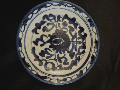 Antiguo plato de porcelana azul y blanco chino de la dinastía Qing del siglo XIX Foto 1 de 4