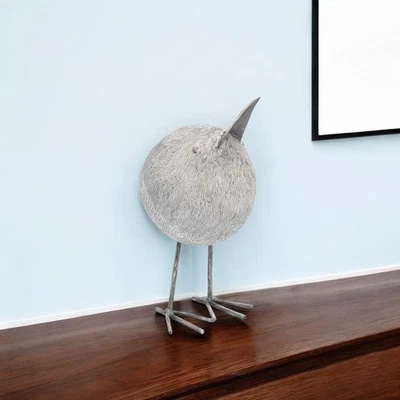 Escultura de mesa de pájaro francotirador de resina y metal blanco roto de 8" Foto 1 de 4