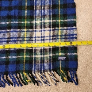 FARIBAULT WOOLEN MILL Verde Amarillo Azul Cuadros Flecos Lanzamiento Estadio Cuadros Tartán - Imagen 1 de 10