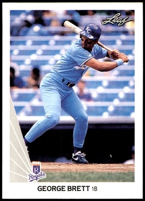 George Brett 1990 Leaf #178 Blue Jays 美国职棒大联盟阅读免费送货亲笔签名Den — 第 1/2 张图片
