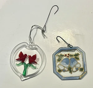 VINTAGE! Set 2 addobbi natalizi da appendere in vetro - campane e uccellini - Foto 1 di 3