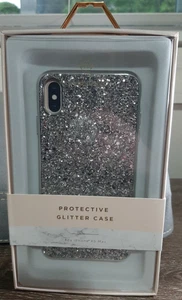 Nanette Lepore Silver Glitter Iphone XS Max Protective Phone Case-NEW-SHIP 24 HR - Picture 1 of 6