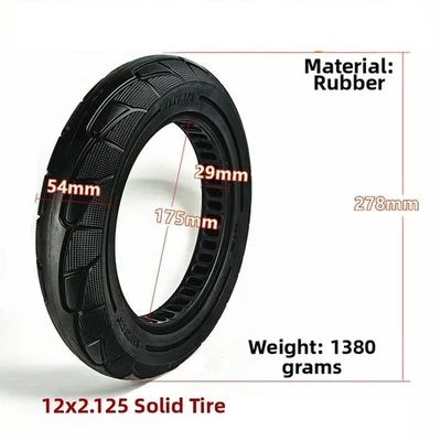 12 Inch 12x2 125 Solid Tire for Off Road For Electric Scooter and Bicycle Use - Bild 1 von 4