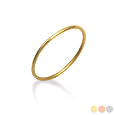 Gold Spacer Stacking Wire Band Ring (Available in Yellow/Rose/White Gold) - Image 1 of 4
