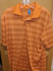 PGA Tour Men's Orange Stripe Short Sleeve Side Slits Polo Golf Shirt Size L - Picture 1 of 3