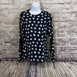 Top de natación Lands End Draper James para mujer pequeño azul marino floral protector contra erupciones manga larga - Imagen 1 de 7